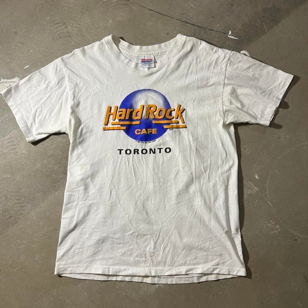 80s‎ vintage White Hard Rock Cafe Toronto tee men's size M